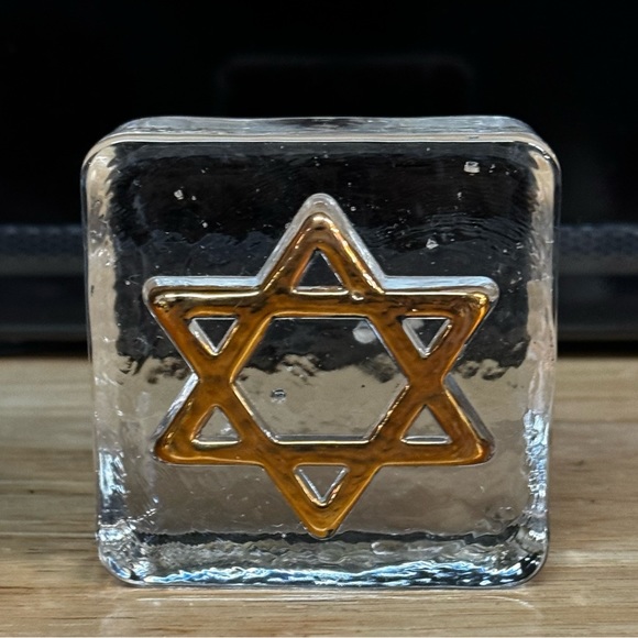 Judaica Star of David Glass Cube